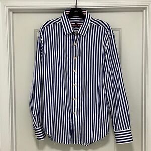 Robert Graham Navy and White Striped Button Down Shirt
